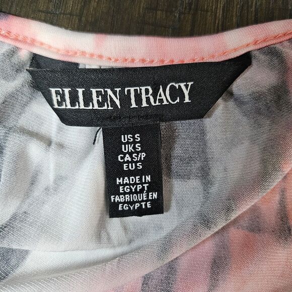 Ellen Tracy pink black white loose fitting tunic top 3/4 sleeve size small - Picture 3 of 6